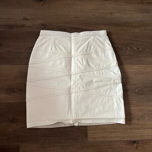Vintage real leather white wrapped mini skirt